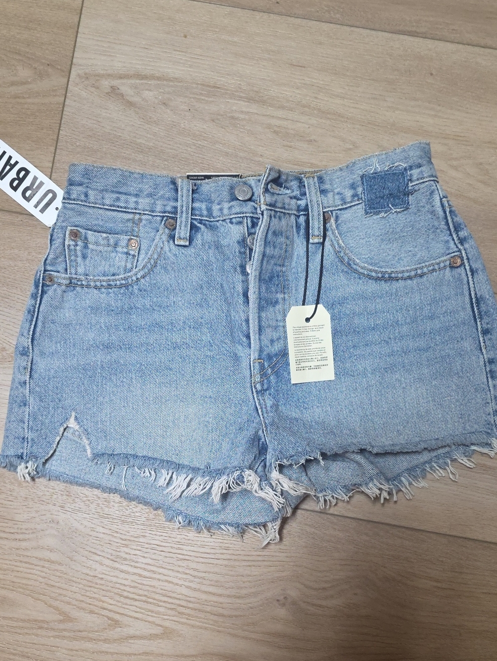 Levi's Light Blue Frayed Hem Denim Shorts Sz 25